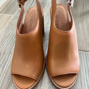 Madewell Brown Leather Slingback Heels
